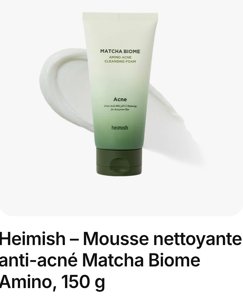 Heimish – Mousse nettoyante anti-acné Matcha Biome Amino, 150 g