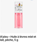 A'pieu – Huile à lèvres miel et lait, pêche, 5 g